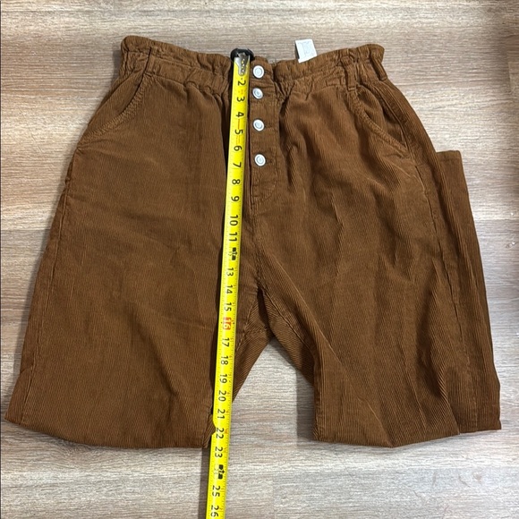 Zara Corduroy Brown Pants Relaxed Fit High-Waisted - Picture 3 of 8